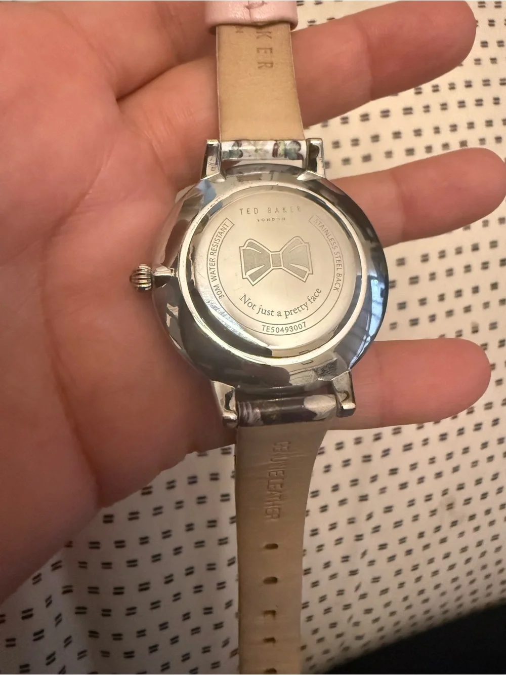 Ted Baker Silver Dial Watch with White Floral Strap